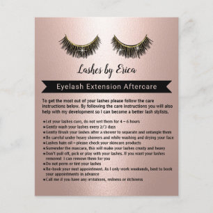 Lash Extensions Roos Gold Aftercare Instruction Flyer