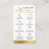 Lash Lift & Tint Aftercare Guide White & Gold Visitekaartje (Voorkant)