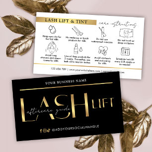 Lash Lift & Tint Nazorg Guide Glam Zwart & Goud Visitekaartje
