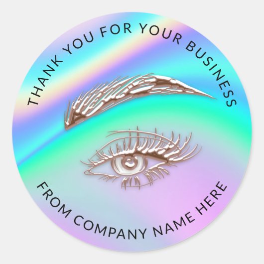 Lash Logo Name Web Holograph Dankuwel Ronde Sticker (Voorkant)