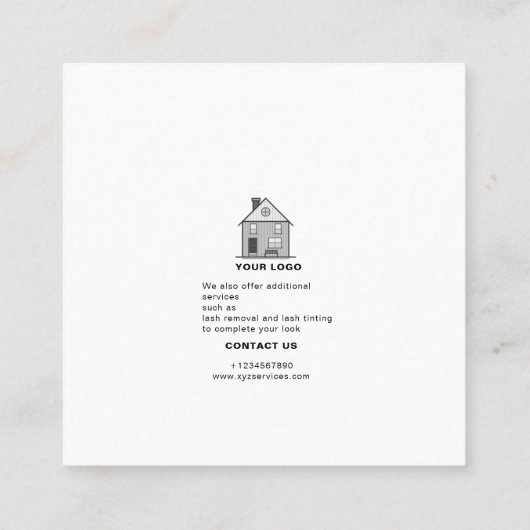 Lash lounge Eenvoudige witte prijslijst Vierkante Visitekaartje (Achterkant)
