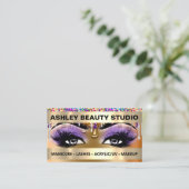 Lash Makeup Nails Logo Holograaf Roos Glitter Visitekaartje (Staand voorkant)