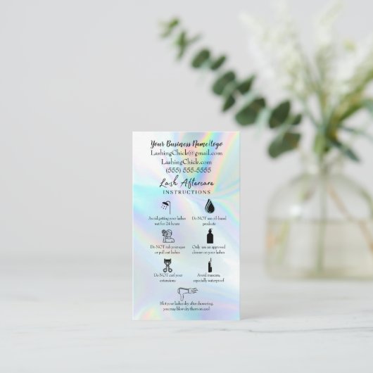 Lash Natercare Instruction Kaart Visitekaartje (Staand voorkant)