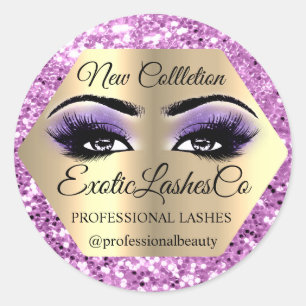 Lash Packaging Makeup Artiest Gold Paarse Eyes Ronde Sticker