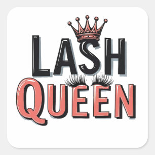 Lash Queen Funny Eye wimpers make-up Vierkante Sticker