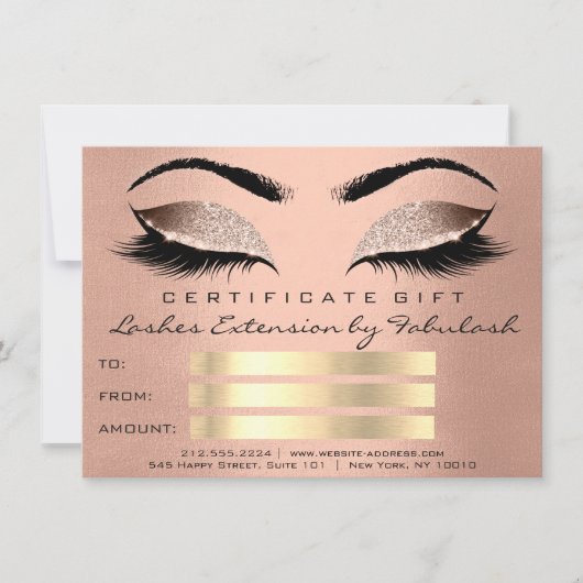Lash Skin Roos Gold Makeup Artist Certificate Gift (Voorkant)