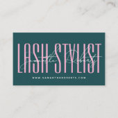 Lash stylist modern typography script green pink visitekaartje (Voorkant)