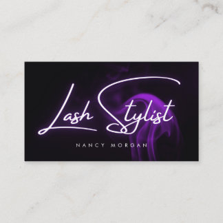 Lash Stylist Typography Purple Neon  Visitekaartje