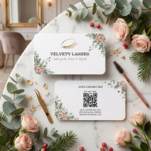 Lash Tech Kerst Botanische Zakelijke Kaart QR Code