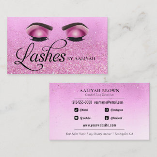 Lash Tech Pink Glam Glitter Eyes Luxury Salon Visitekaartje