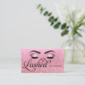Lash Tech Roos Red Pink Glam Glitter Eyes Visitekaartje (Staand voorkant)