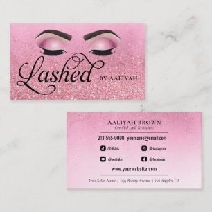 Lash Tech Roos Red Pink Glam Glitter Eyes Visitekaartje