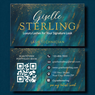 Lash Technician Dark Opal Glam Moderne QR-code Visitekaartje