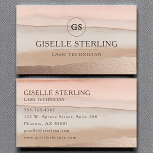Lash Technician Roos Gold Blush Beige Waterverf Visitekaartje