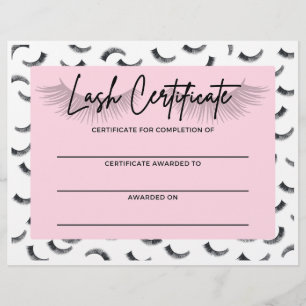 Lash Training Certificaat van voltooiing Briefhoofd