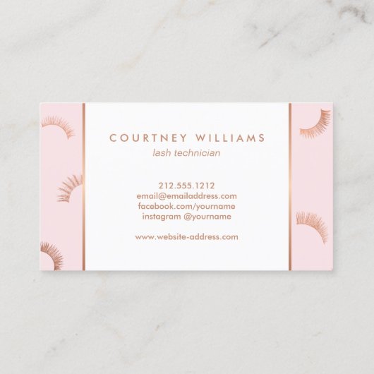 Lashed Text Lashes Pattern Pink/Roos Gold Loyalty (Achterkant)