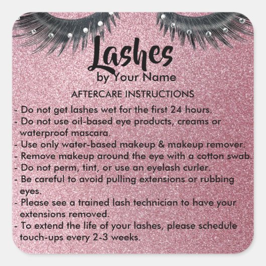 Lashes AFTERCARE INSTRUCTIES Sticker (Voorkant)