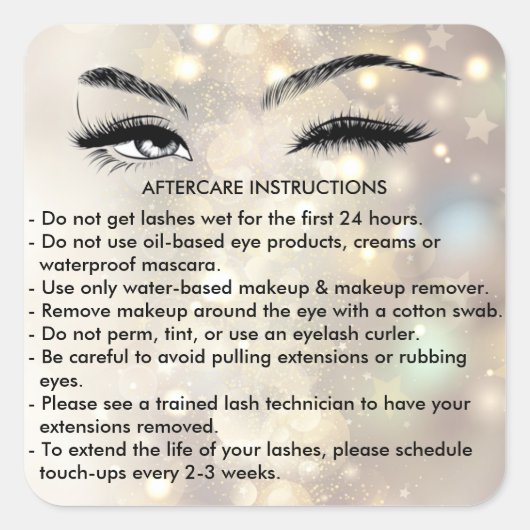 Lashes AFTERCARE INSTRUCTIES Sticker (Voorkant)