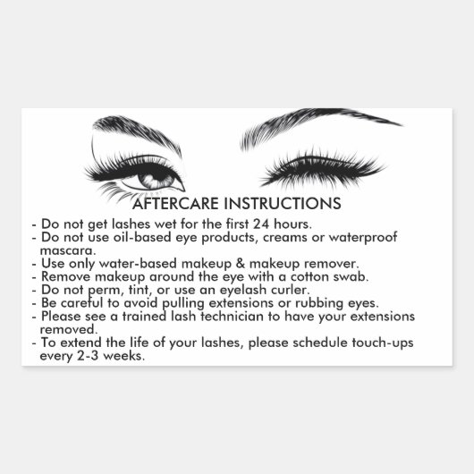 Lashes AFTERCARE INSTRUCTIES Sticker (Voorkant)