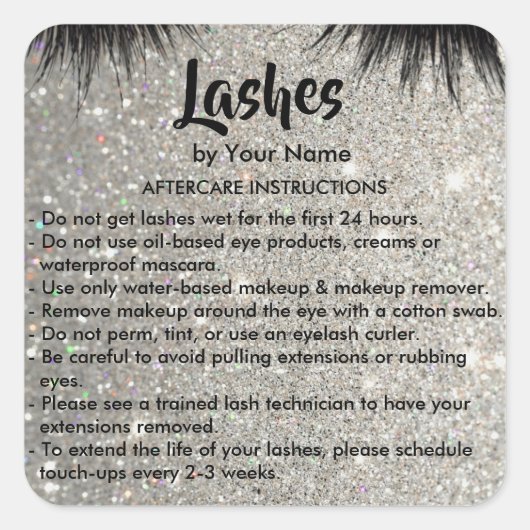 Lashes AFTERCARE INSTRUCTIES Sticker (Voorkant)