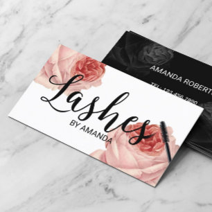 Lashes Black Script  Floral Lash Extension Visitekaartje