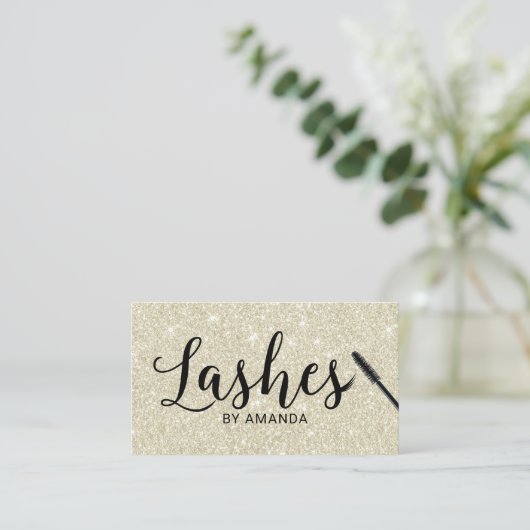 Lashes Black Script Shimmer Ivory Lash Extension Visitekaartje (Staand voorkant)