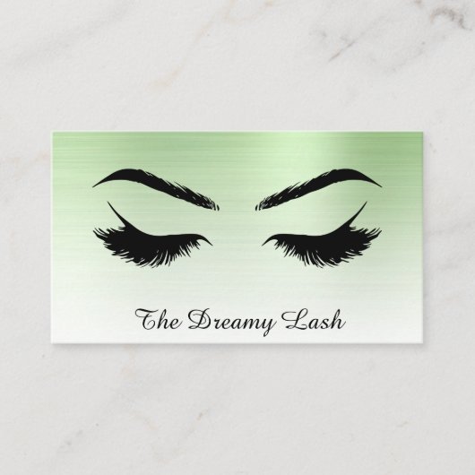 *~* Lashes Brows Extensions QR Metal CELERY GREEN Visitekaartje (Voorkant)