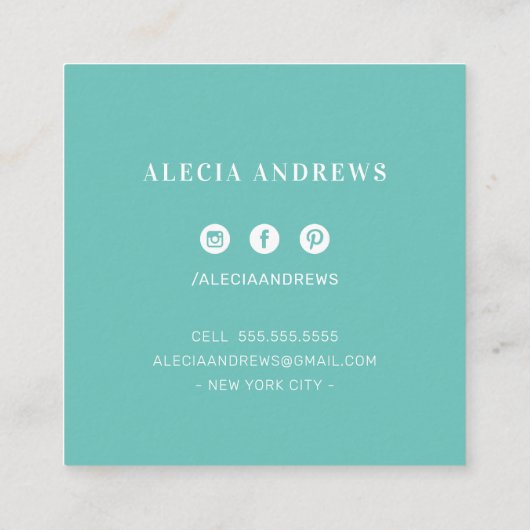 LASHES & BROWS jade mint groen Vierkante Visitekaartje (Achterkant)