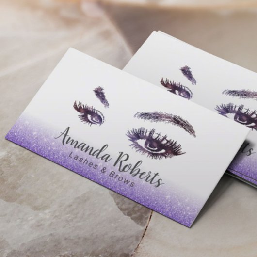 Lashes & Brows make-up artiest Paarse glitter Visitekaartje