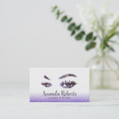 Lashes & Brows make-up artiest Paarse glitter Visitekaartje (Staand voorkant)