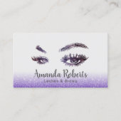 Lashes & Brows make-up artiest Paarse glitter Visitekaartje (Voorkant)