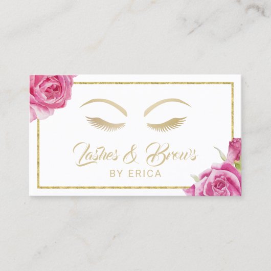Lashes & Brows Makeup Artiest Floral Visitekaartje (Voorkant)