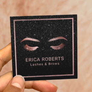 Lashes & Brows Makeup Artist Black Glitter Salon Vierkante Visitekaartje
