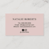 Lashes Brows Makeup Artist Blush Pink Typografie Visitekaartje (Achterkant)
