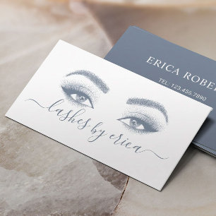 Lashes & Brows Makeup Artist Dusty Blue Typografie Visitekaartje