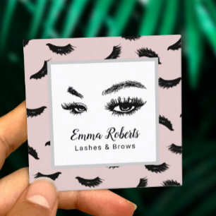 Lashes & Brows Makeup Artist Eyelash Blush Pink Vierkante Visitekaartje