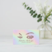 Lashes Brows Makeup Artist Pastel Holographic Visitekaartje (Staand voorkant)