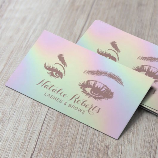 Lashes Brows Makeup Artist Pastel Holographic Visitekaartje