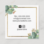 Lashes Brows Makeup Artist Salon  Botanisch Vierkante Visitekaartje (Achterkant)