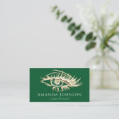 Lashes Brows Makeup Logo Gold Green Qr-code Visitekaartje (Staand voorkant)