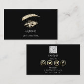 Lashes Brows Makeup Logo Social Black Gold Visitekaartje (Voorkant / Achterkant)