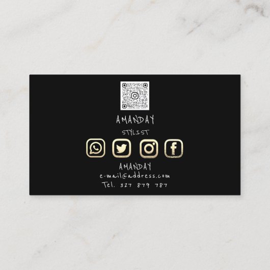 Lashes Brows Makeup Logo Social Black Gold Visitekaartje (Achterkant)