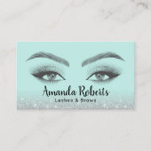 Lashes & Brows Microblading Mint & Silver Glitter Visitekaartje (Voorkant)