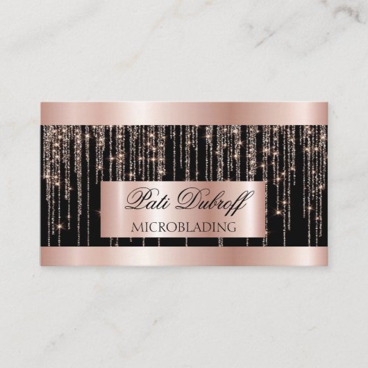 Lashes & Brows Microblading Pink & Silver Glitter Visitekaartje (Voorkant)