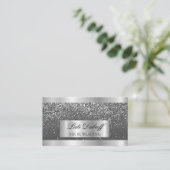 Lashes & Brows Microblading Pink & Silver Glitter Visitekaartje (Staand voorkant)