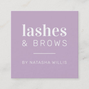 LASHES & BROWS modern minimalistisch paarse zwart Vierkante Visitekaartje