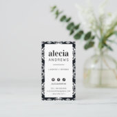 LASHES & BROWS stijlvol elegant zwart wit Visitekaartje (Staand voorkant)