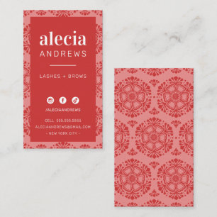 LASHES & BROWS stijlvol  koraal roze rood Visitekaartje