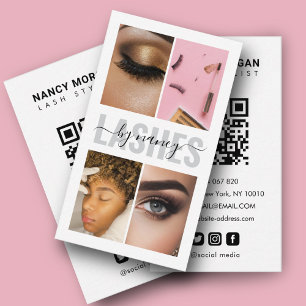 Lashes Calligraphy Script Photo Collage QR Code Visitekaartje