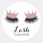 Lashes Cleaner Modern Roos Gold Crown Eyelash Ronde Sticker (Voorkant)